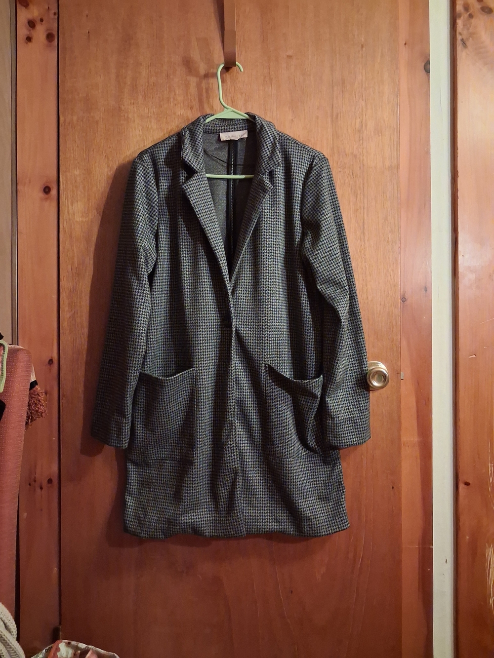 Philosophy Black and Gray Houndstooth Trench Coat